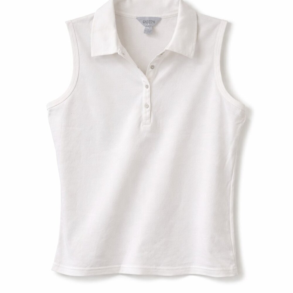 🦜OUTLINE Women's White Sleeveless Polo Top - LP
